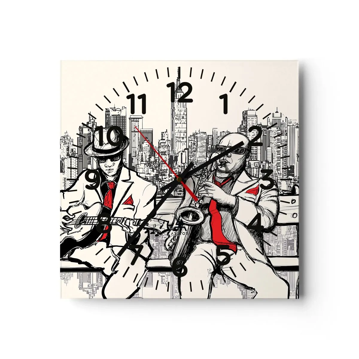 Reloj de pared - Reloj de vidrio - Improvisación en Nueva York - 40x40 cm