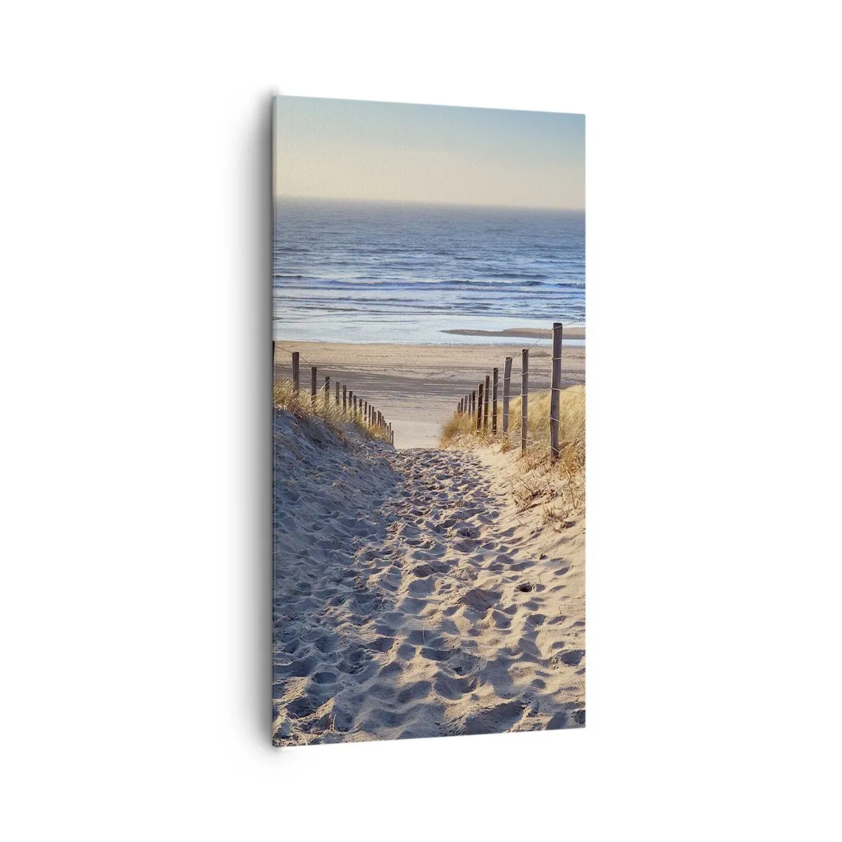 Cuadro sobre lienzo - Impresión de Imagen - El sonido del mar, el canto de los pájaros, una playa virgen entre las dunas... - 65x120 cm