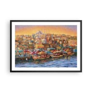 Póster en marco negro - Panorama pintoresco de Estambul con vistas a la bahía y a la ciudad. - 70x50cm - Una historia en Estambul - Decoración de pared moderna para salón y dormitorio ARTTOR