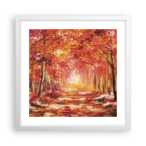 Póster en marco blanco - Bosque de cobre - 40x40 cm