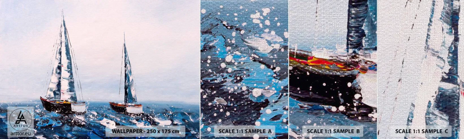 Muestra de fotomural Premium Canvas - Hermandad del viento - Veleros, Paisaje, Playa - 100x30 cm