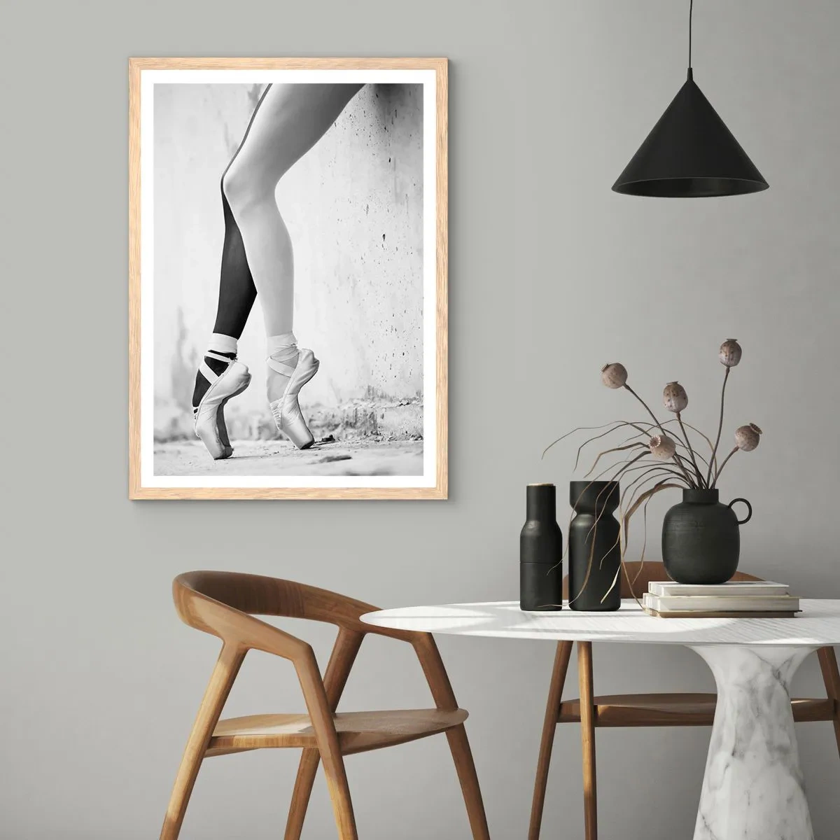 Póster en marco roble claro - Bailarina, ¡voila! - 70x100 cm