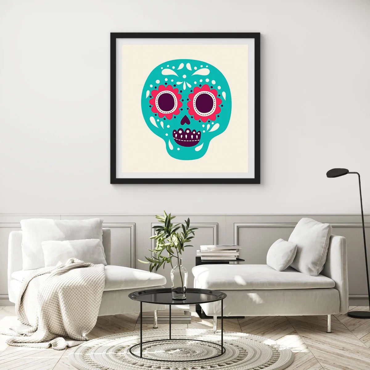 Póster en marco negro - La vida: diversión hasta la muerte - 30x30 cm