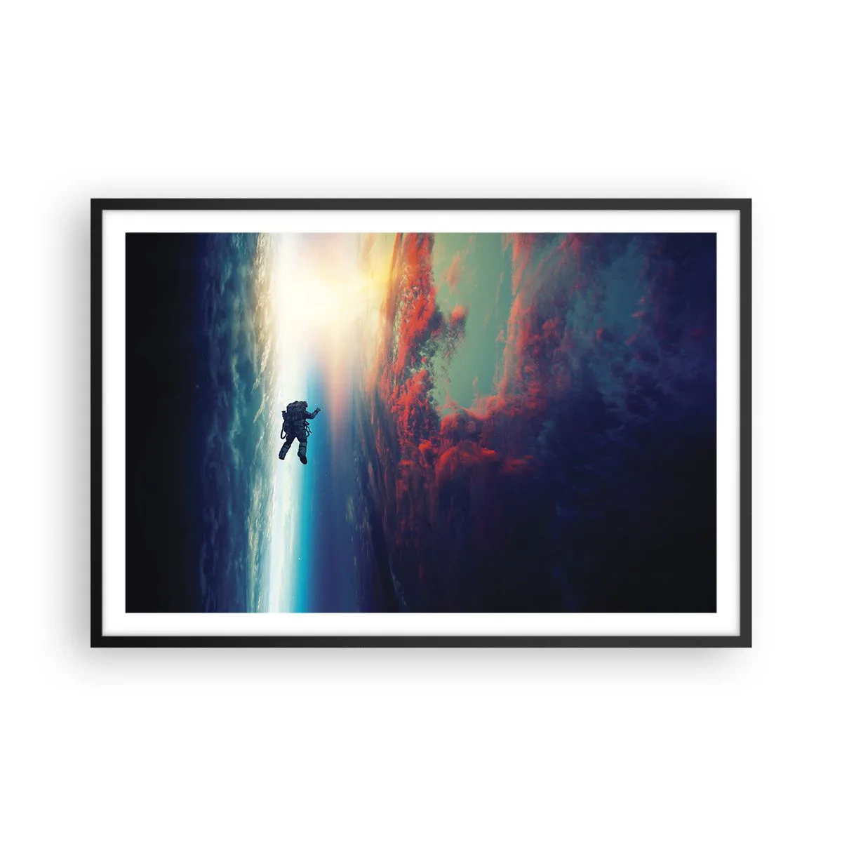 Póster en marco negro - Enfrentarse al universo - 91x61 cm