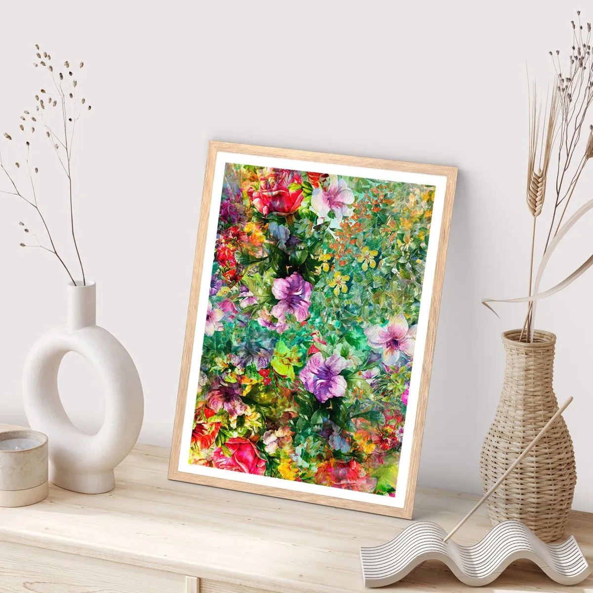 Póster en marco roble claro - En flores a la perdición - 70x100 cm
