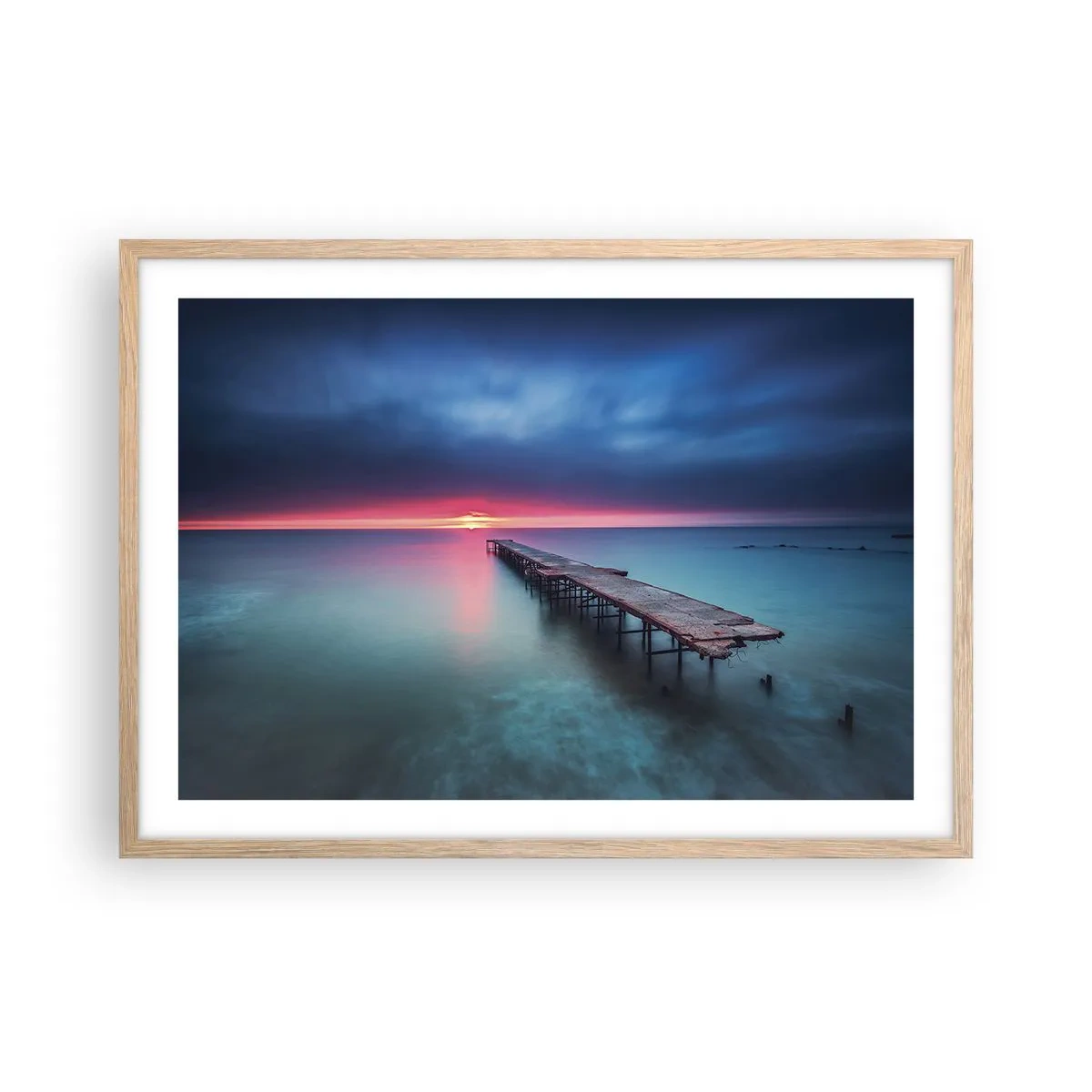 Póster en marco roble claro - Entre el cielo y el agua - 70x50 cm