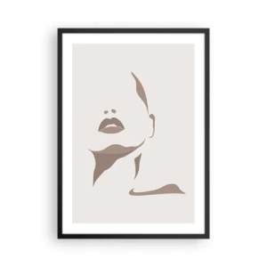 Póster en marco negro - Un retrato facial minimalista en tonos beige y marrón. - 50x70cm - Creación a partir de la luz y la sombra - Decoración de pared moderna para salón y dormitorio ARTTOR