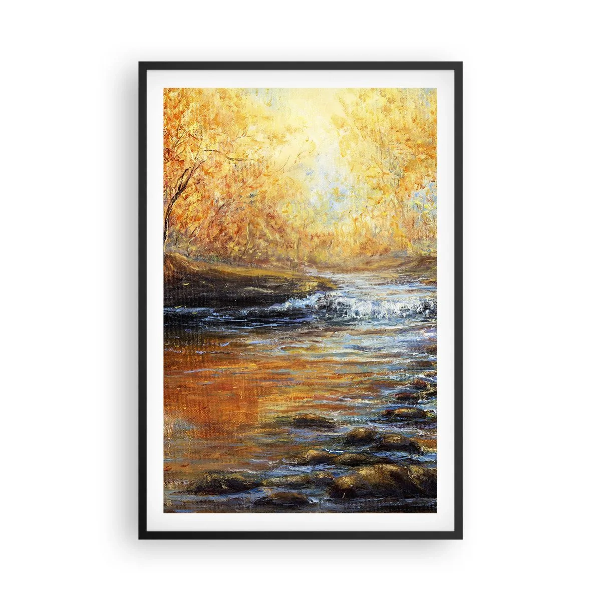 Póster en marco negro - Arroyo de oro - 61x91 cm