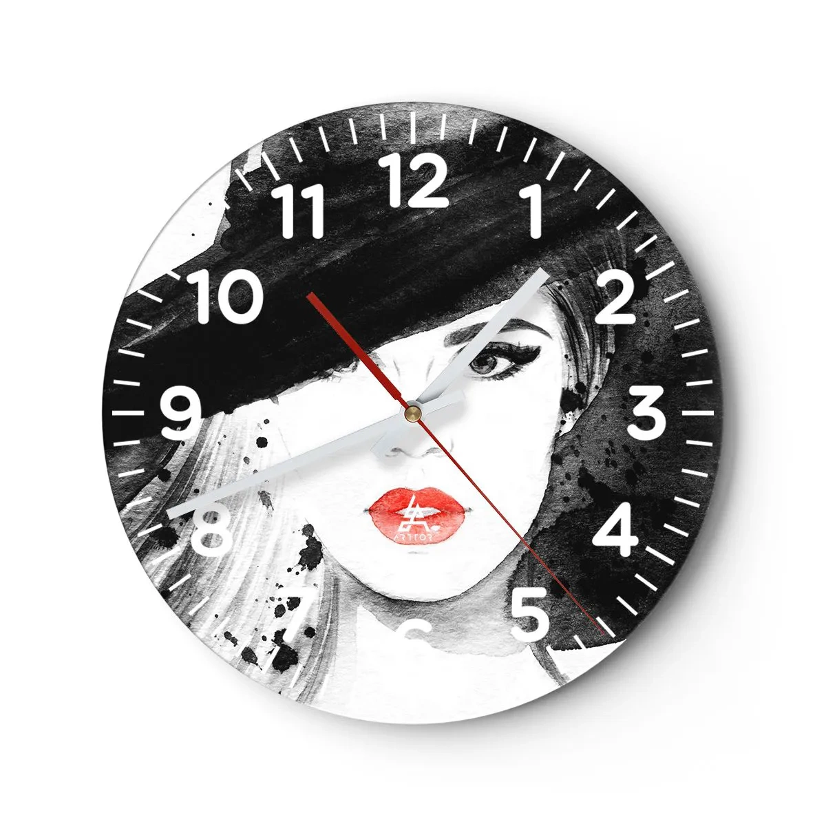 Reloj de pared - Reloj de vidrio - Dama de negro - 30x30 cm