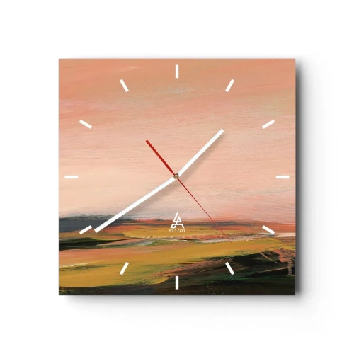 Reloj de pared - Reloj de vidrio - En tono rosa - 40x40 cm