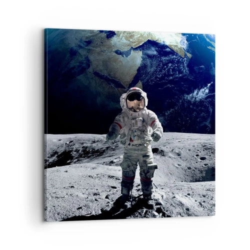 Cuadro sobre lienzo - Impresión de Imagen - Saludos desde la Luna - 60x60 cm