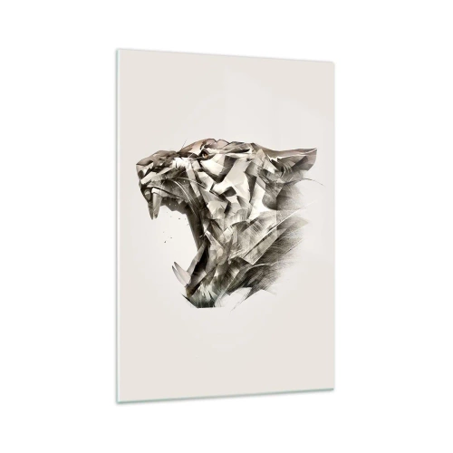 Cuadro sobre vidrio - Impresiones sobre Vidrio - Imagen abstracta de un tigre en tonos beige. - 70x100cm - Ya sabes quién manda - Decoración de pared moderna para salón y dormitorio ARTTOR