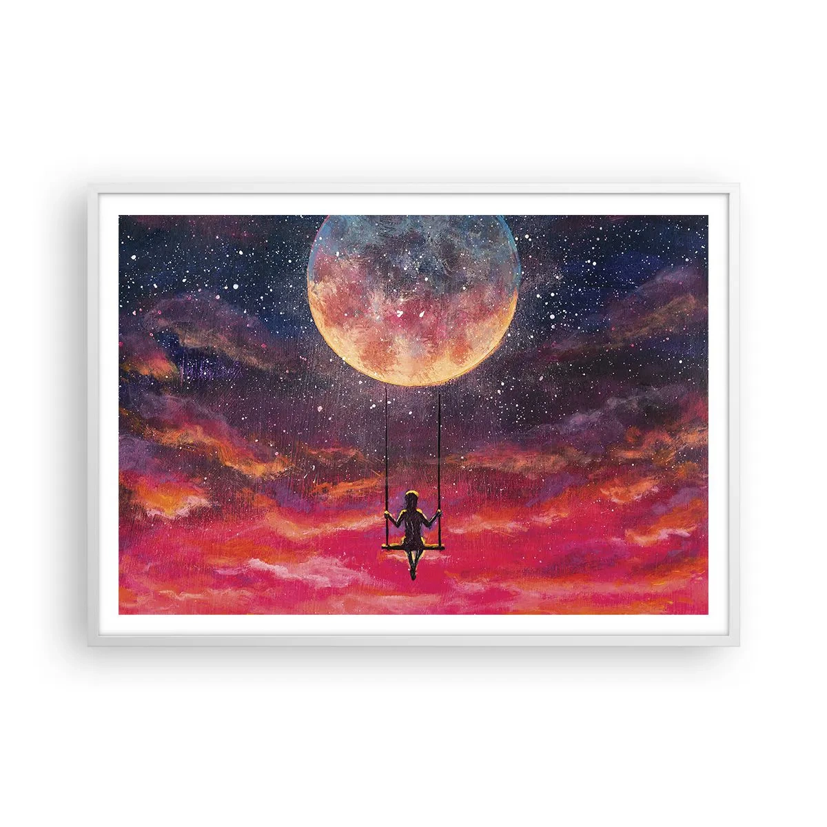Póster en marco blanco - Disfrutar de las nubes - 100x70 cm
