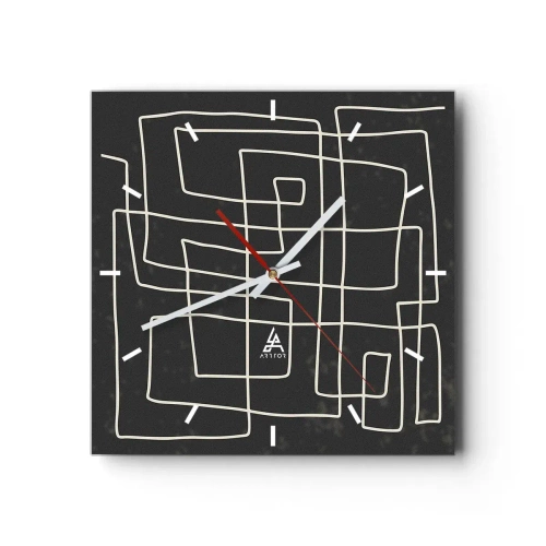 Reloj de pared - Reloj de vidrio - Patrón geométrico abstracto sobre un fondo oscuro - 30x30cm - No es tan sencillo - Decoración de pared moderna para salón y dormitorio ARTTOR
