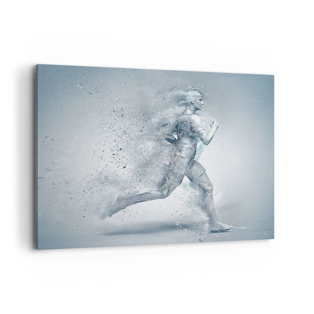 Cuadro sobre lienzo - Impresión de Imagen - Una figura dinámica corriendo en un estilo abstracto. - 100x70cm - Energía cristalina - Decoración de pared moderna para salón y dormitorio ARTTOR