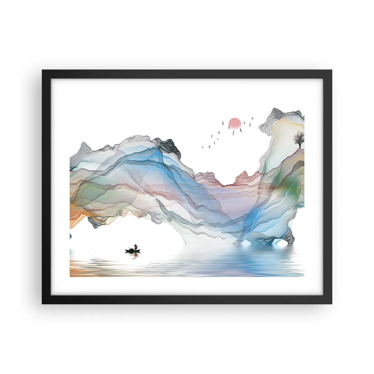 Póster en marco negro - Hacia las montañas de cristal - 50x40 cm