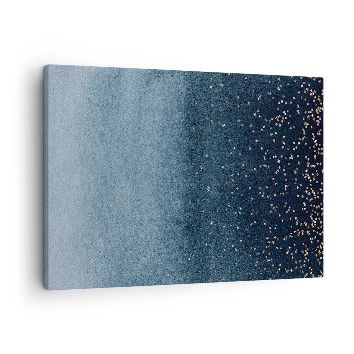 Cuadro sobre lienzo - Impresión de Imagen - Degradados azules con sutiles acentos dorados - 70x50cm - Composición - fases azules - Decoración de pared moderna para salón y dormitorio ARTTOR