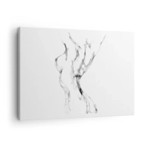 Cuadro sobre lienzo - Impresión de Imagen - Líneas delicadas y abstractas que se asemejan a estelas de humo sobre un fondo claro. - 70x50cm - Hermosa y fuerte - Decoración de pared moderna para salón y dormitorio ARTTOR