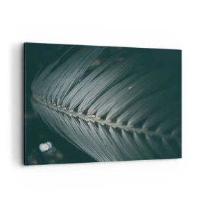 Cuadro sobre lienzo - Impresión de Imagen - Primer plano de un detalle de hoja de palma en tonos oscuros - 120x80cm - La precisión de la naturaleza - Decoración de pared moderna para salón y dormitorio ARTTOR