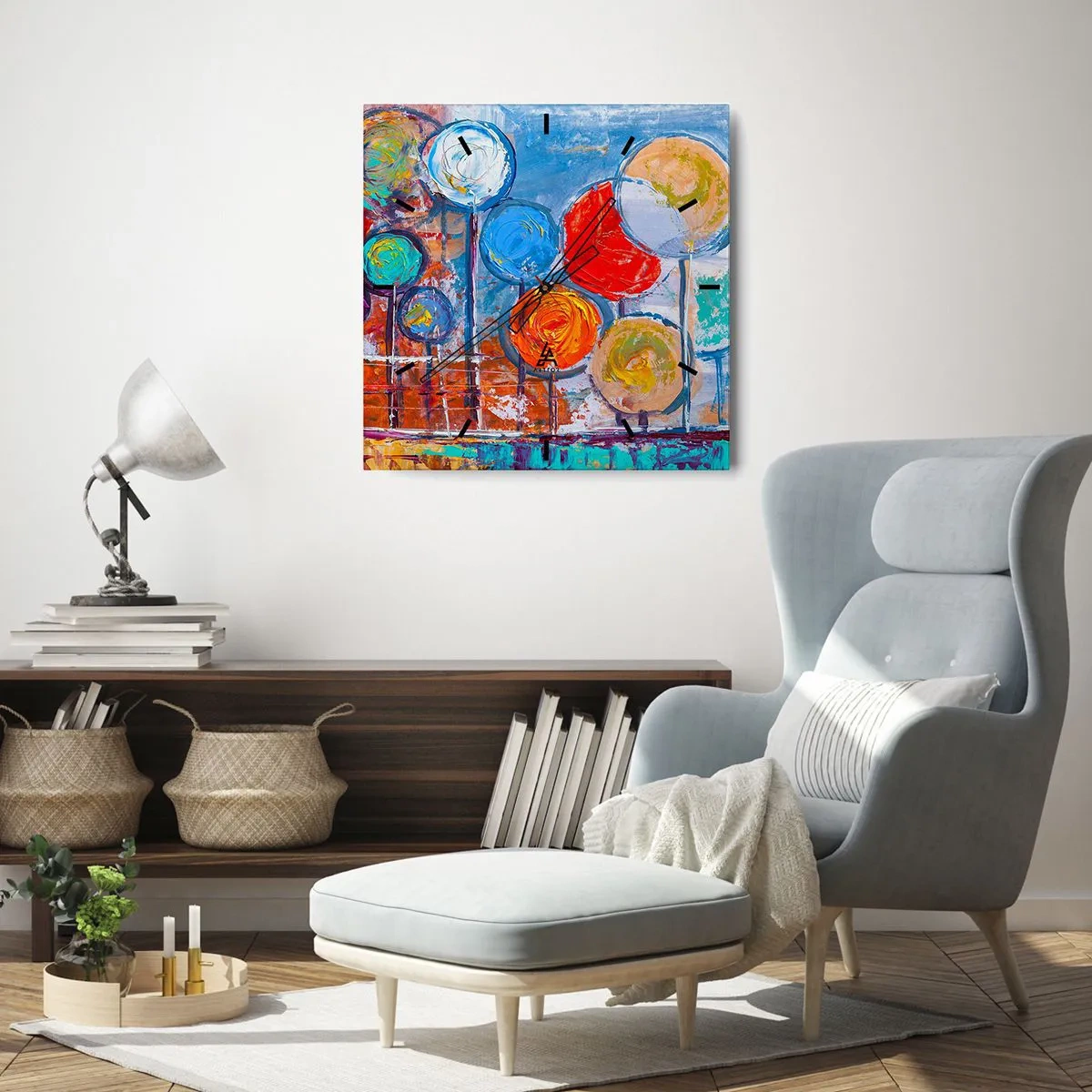 Reloj de pared - Reloj de vidrio - Milagros en un palo - 30x30 cm