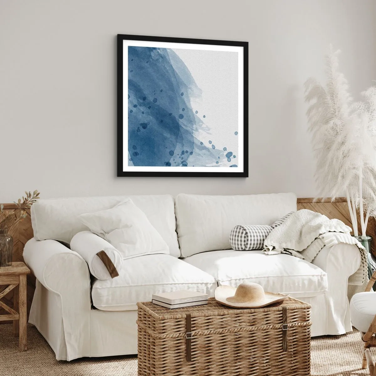 Póster en marco negro - Tul azul - 50x50 cm