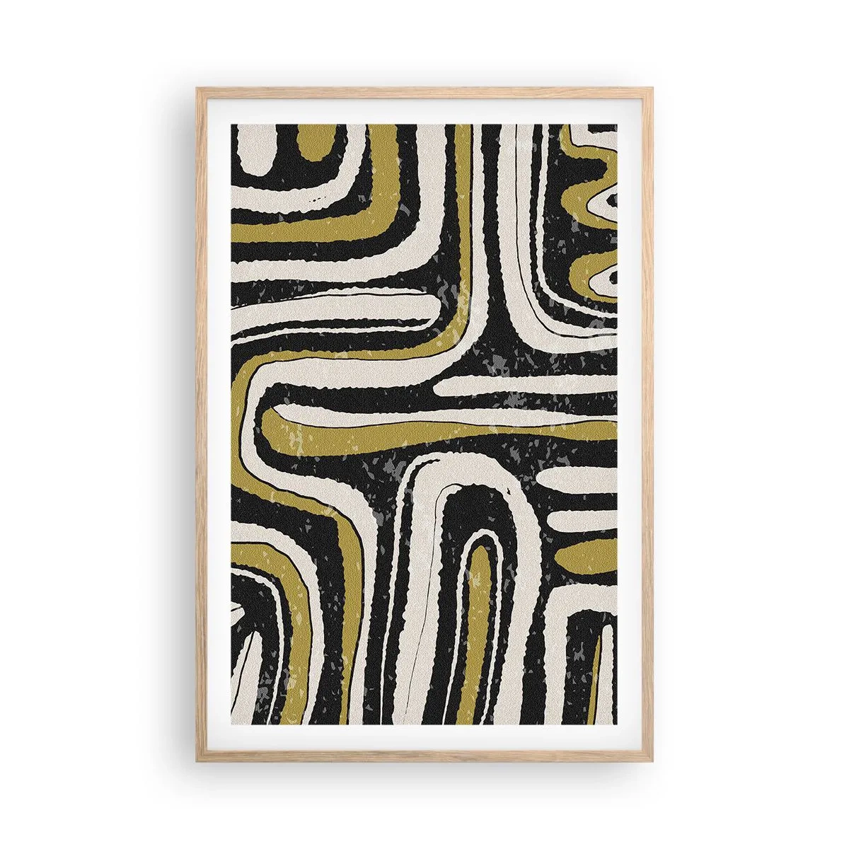 Póster en marco roble claro - Composición: tramos y callejones - 61x91 cm