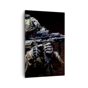 Cuadro sobre lienzo - Impresión de Imagen - Un soldado con equipo completo y un rifle. - 80x120cm - Mortalmente eficaz - Decoración de pared moderna para salón y dormitorio ARTTOR