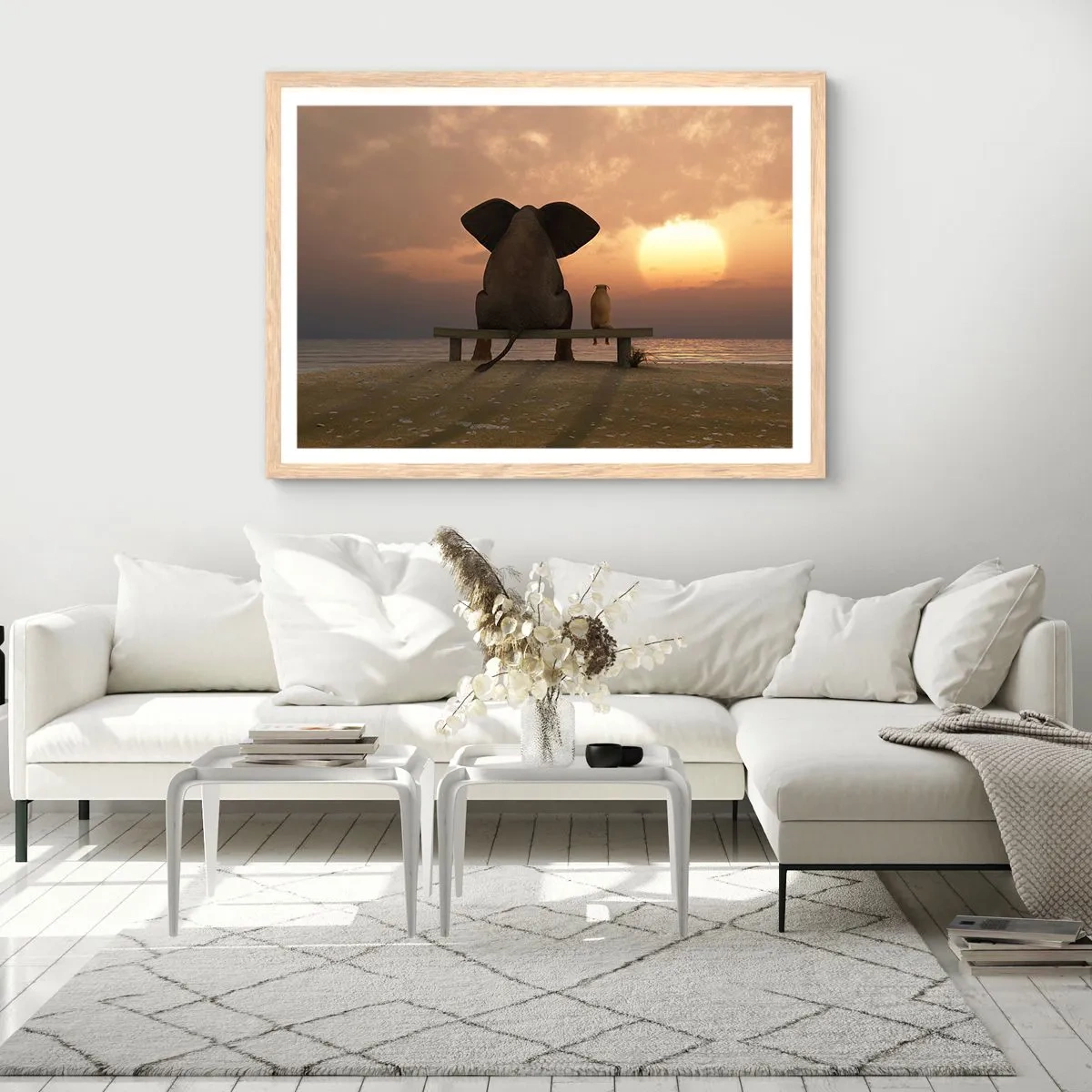 Póster en marco roble claro - Es bueno estar en silencio juntos - 70x50 cm