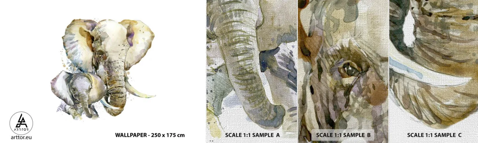 Muestra de fotomural Premium Canvas - Con nadie como con la madre - animales, Elefante, Gráficos - 100x30 cm