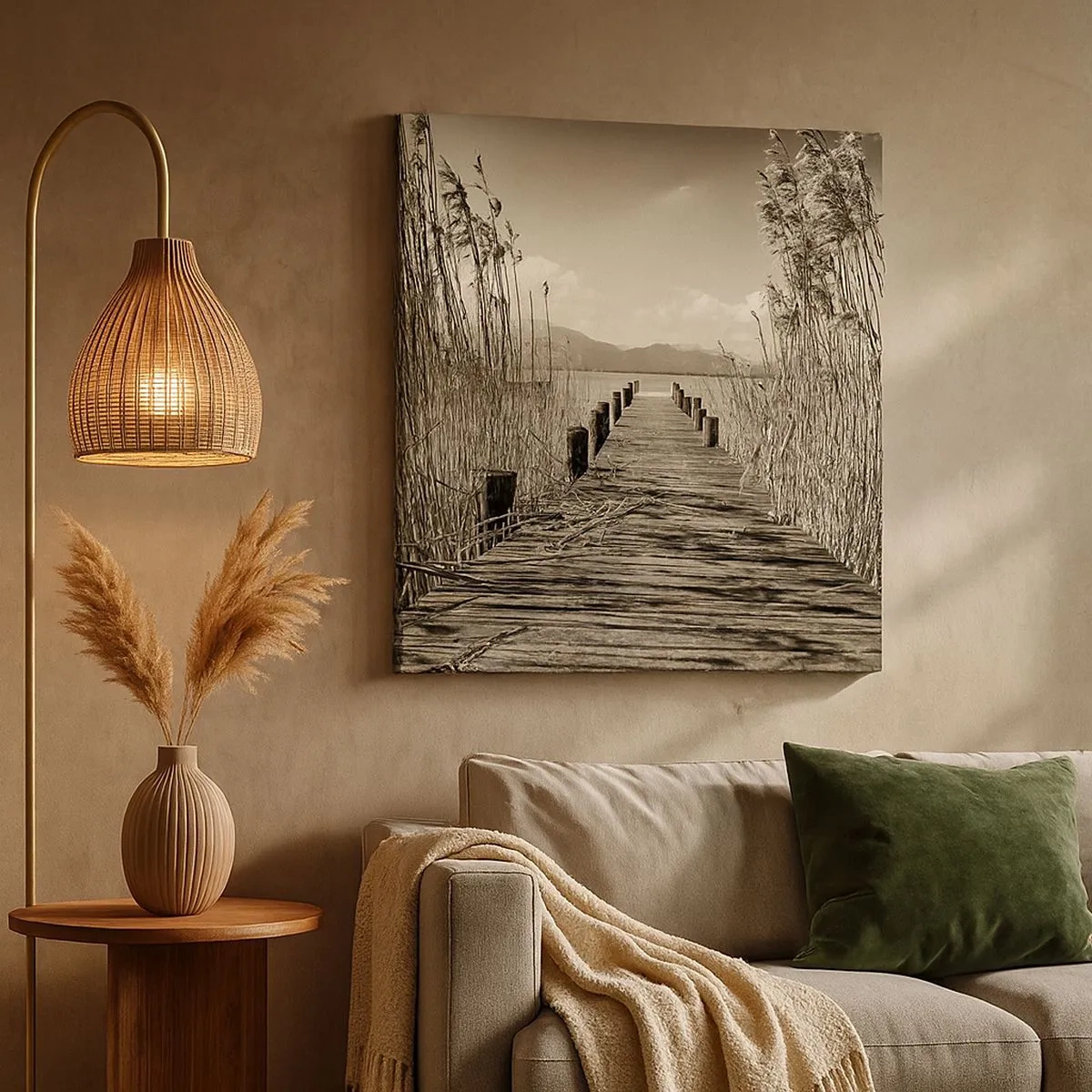 Cuadro sobre lienzo - Impresión de Imagen - En la quietud de los juncos - 30x30 cm