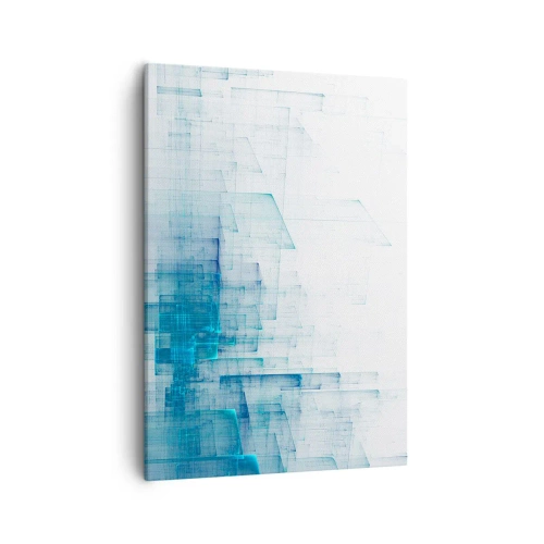 Cuadro sobre lienzo - Impresión de Imagen - Formas geométricas abstractas en tonos azules - 50x70cm - Cómo se hizo el espacio - Decoración de pared moderna para salón y dormitorio ARTTOR
