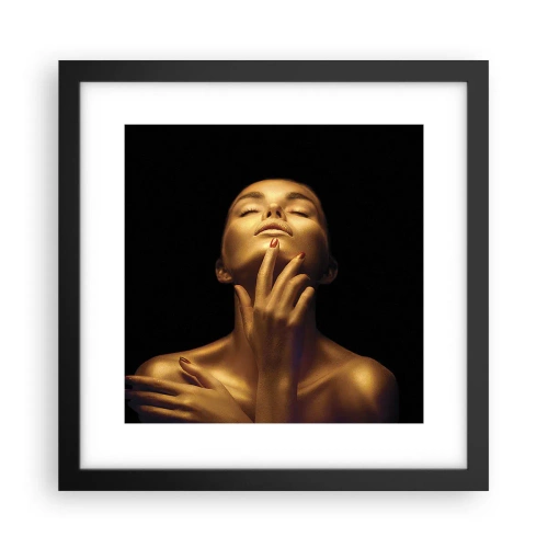 Póster en marco negro - Como seda dorada - 30x30 cm