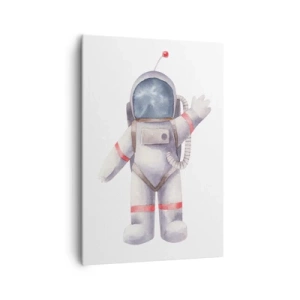 Cuadro sobre lienzo - Impresión de Imagen - Astronauta en estilo acuarela sobre fondo blanco. - 70x100cm - Esto es todo por ahora - Decoración de pared moderna para salón y dormitorio ARTTOR