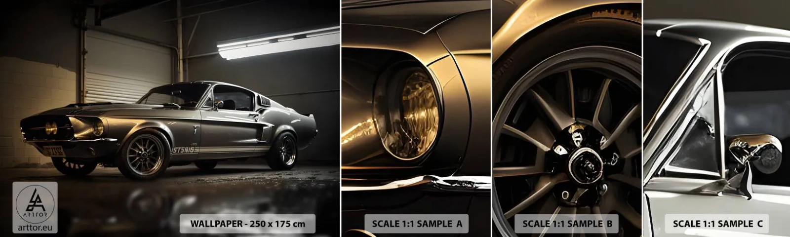 Muestra De Fotomural Standard Eco - Un retorno al pasado - Coche deportivo, Retro, Clásico - 100x30 cm