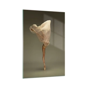Cuadro sobre vidrio - Impresiones sobre Vidrio - Una bailarina flotando en el aire con tela. - 70x100cm - A punto de volar - Decoración de pared moderna para salón y dormitorio ARTTOR