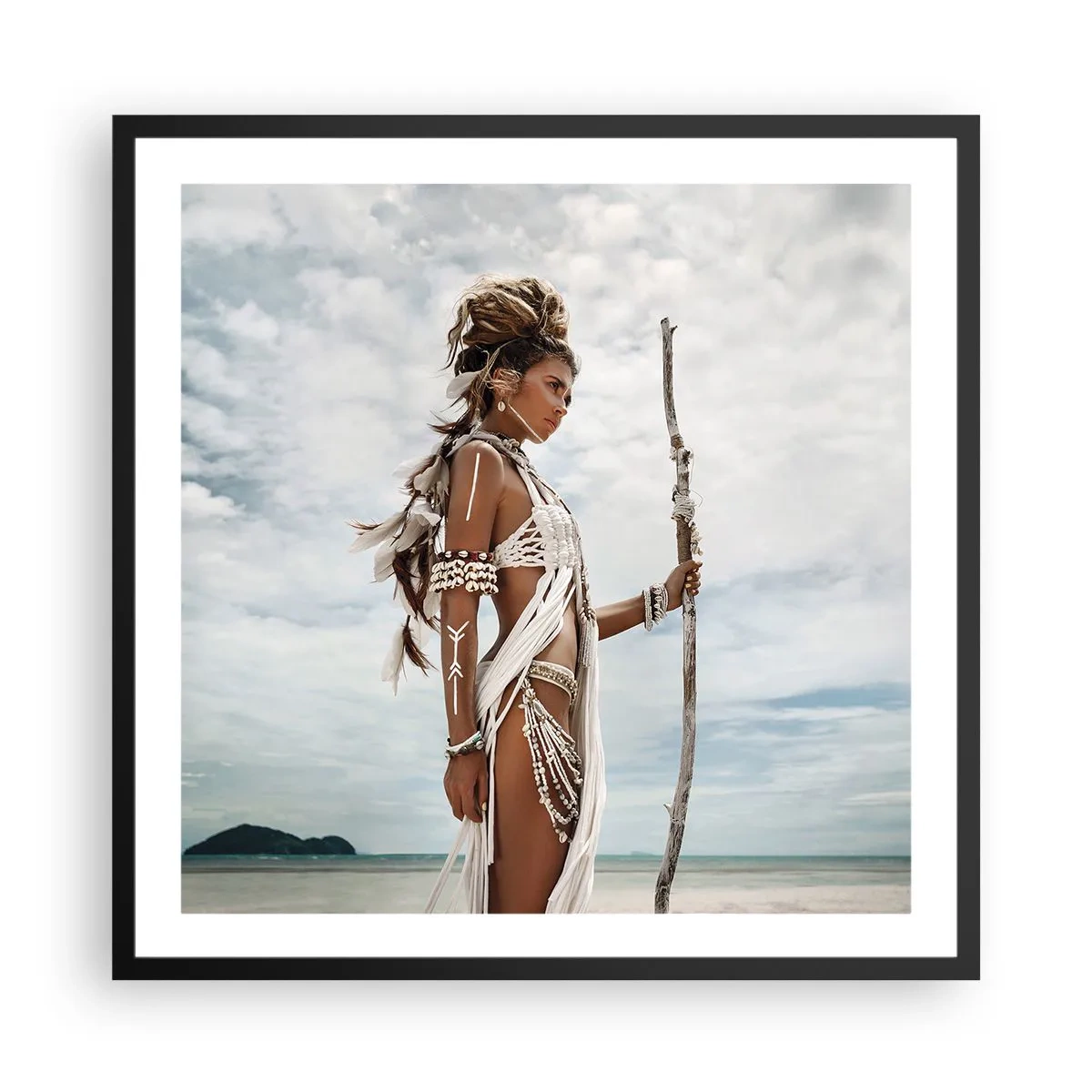 Póster en marco negro - Reina de los trópicos - 60x60 cm