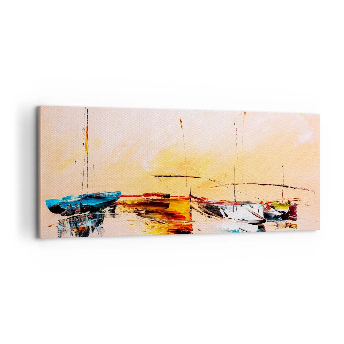 Cuadro sobre lienzo - Impresión de Imagen - Atardecer en el puerto deportivo - 100x40 cm