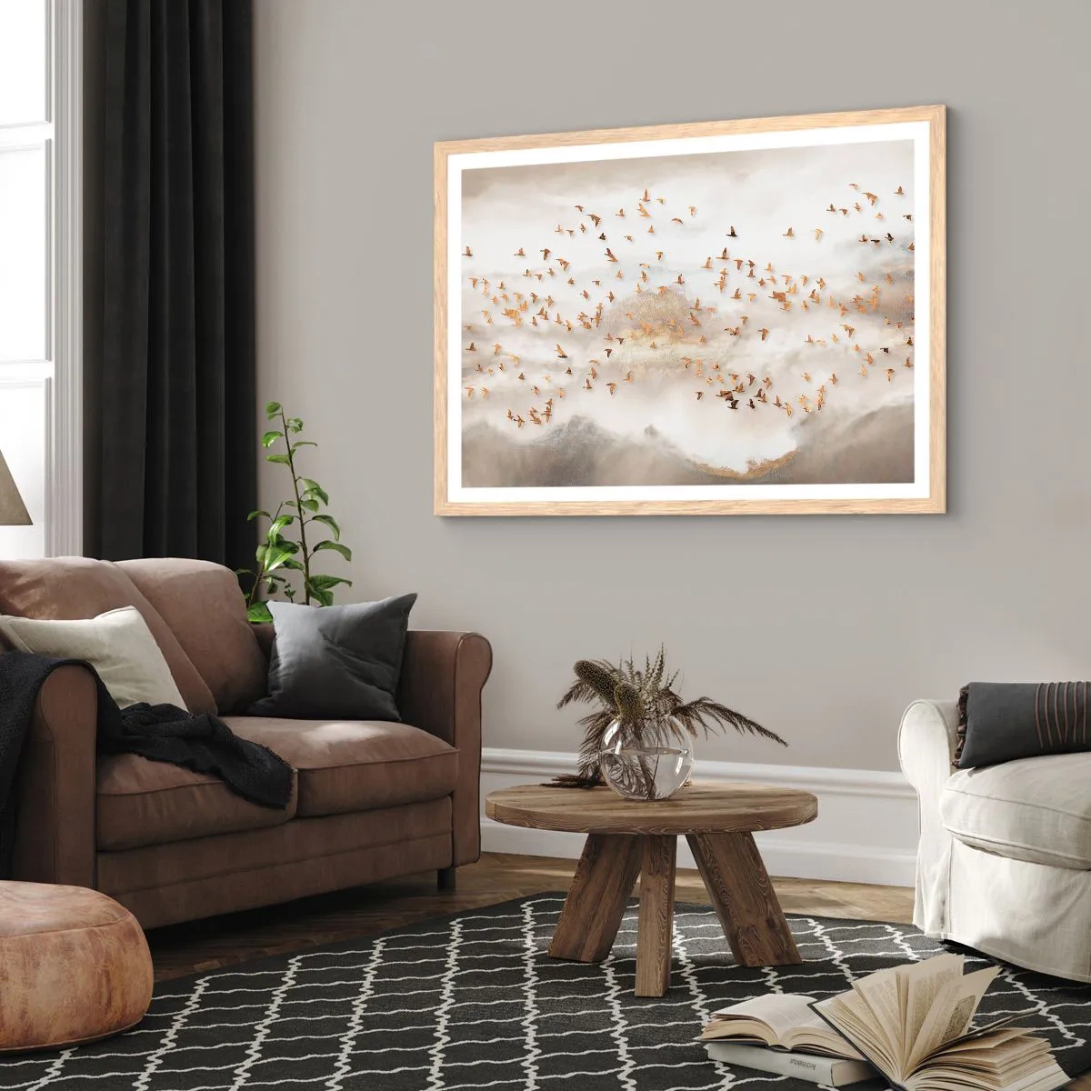 Póster en marco roble claro - Es hora... - 100x70 cm