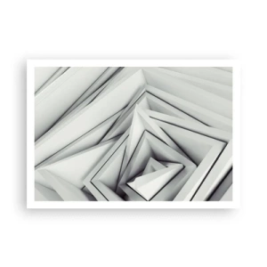 Póster - Una composición abstracta de formas geométricas en tonos de gris. - 100x70cm - Ángulos afilados - Decoración de pared moderna para salón y dormitorio ARTTOR