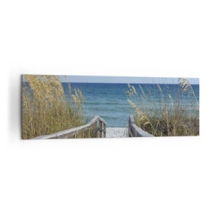 Cuadro sobre lienzo - Impresión de Imagen - Camino a la playa con vistas al mar - 160x50cm - En el sol, en el viento - Decoración de pared moderna para salón y dormitorio ARTTOR