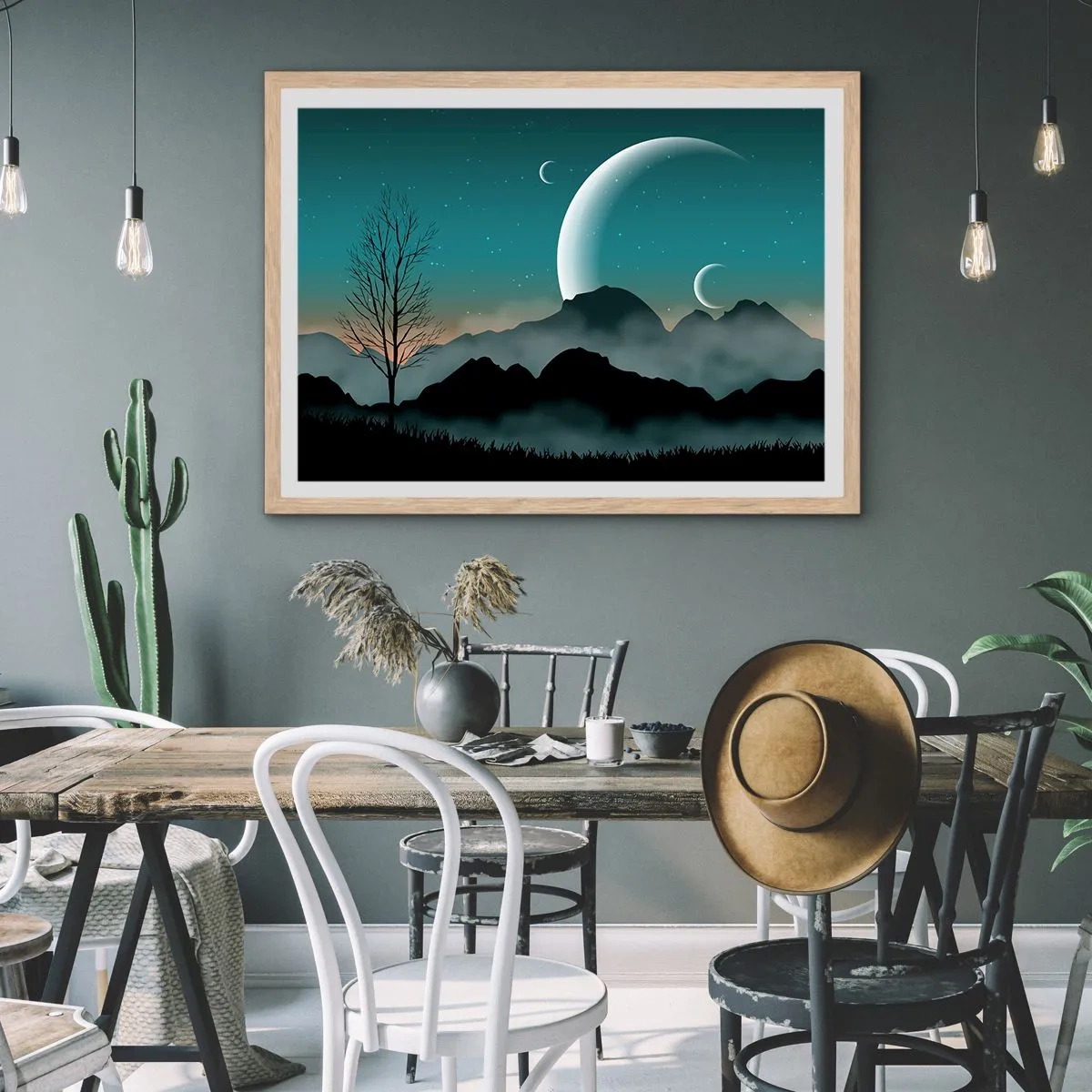 Póster en marco roble claro - Un carnaval de noche estrellada - 100x70 cm