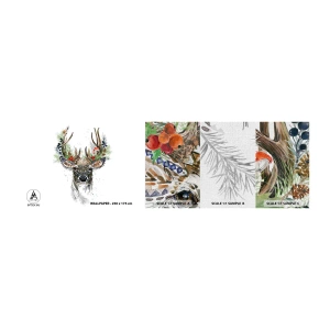 Muestra de fotomural Premium Canvas - Con vestimenta festiva - Abstracción, Ciervo, Reno - 100x30 cm