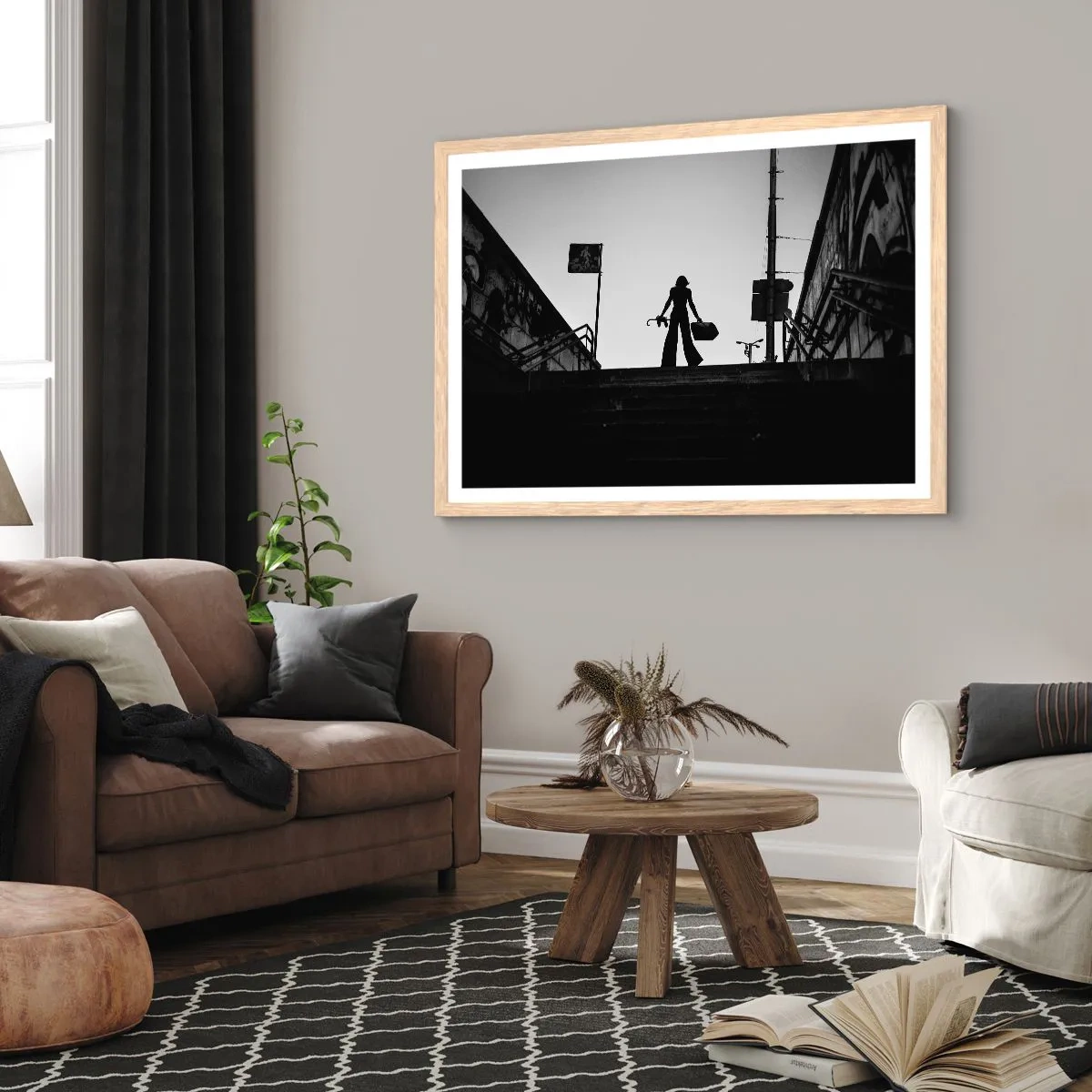 Póster en marco roble claro - Paseo urbano - 100x70 cm