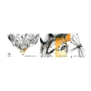 Muestra de fotomural autoadhesivo Deluxe Sticker - Cuernos de la abundancia - Abstracción, Ciervo, Gráficos - 100x30 cm