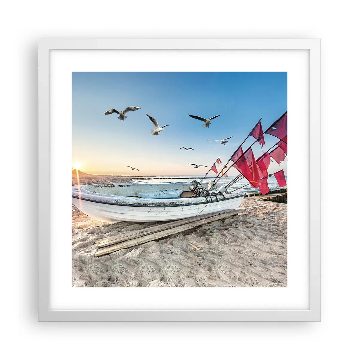 Póster en marco blanco - Un merecido descanso - 40x40 cm