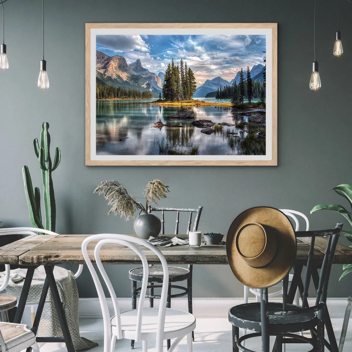 Póster en marco roble claro - Sobre el agua cristalina... - 70x50 cm