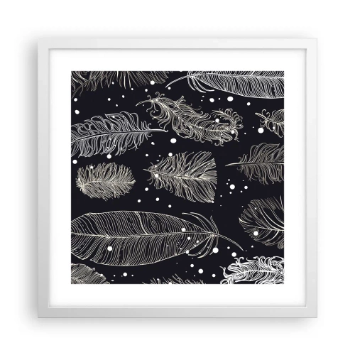Póster en marco blanco - Encaje de plumas - 40x40 cm