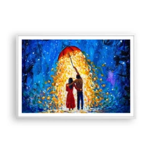 Póster en marco blanco - La magia de una tarde lluviosa - 100x70 cm