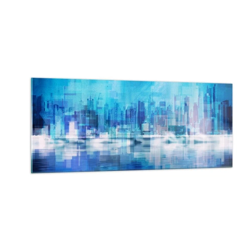 Cuadro sobre vidrio - Impresiones sobre Vidrio - La urbe azul - 100x40 cm