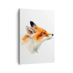 Cuadro sobre lienzo - Impresión de Imagen - Zorro rojo en estilo acuarela sobre fondo blanco. - 50x70cm - Nunca se es demasiado cuidadoso - Decoración de pared moderna para salón y dormitorio ARTTOR